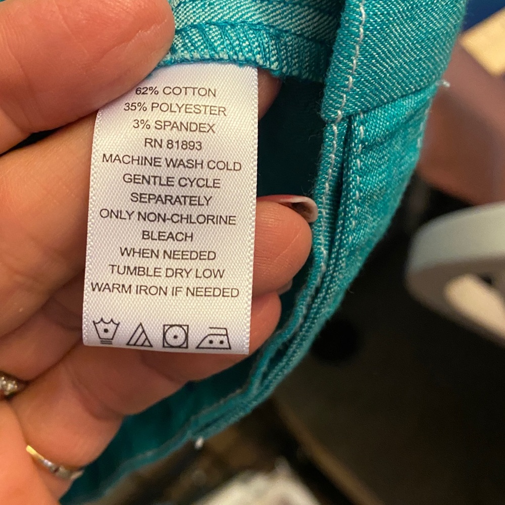 Women's Teal Denim Jacket - Picture 7 of 9